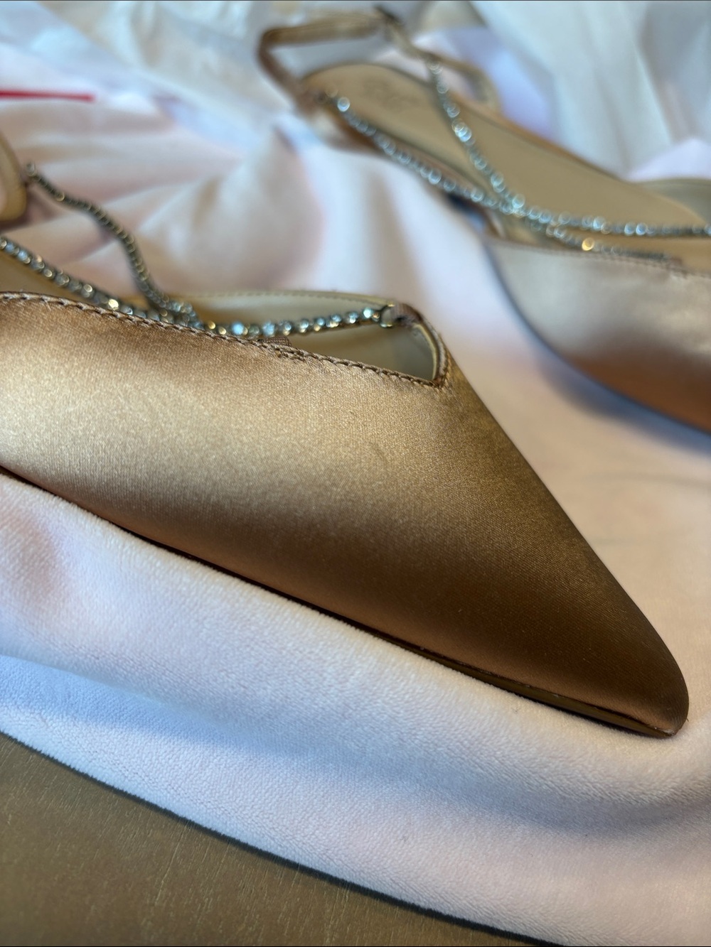 Jewel by Badgley Mischka Alanna Ballet Flats Crystal Strap Champagne NWOT 10M - Picture 13 of 13